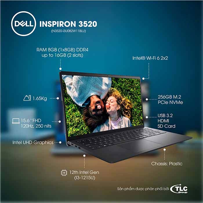 Laptop Dell Inspiron 15 3520 i3U082W11BLU 2